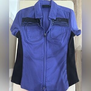 Harley Davidson women’s zip front purple and black short size S